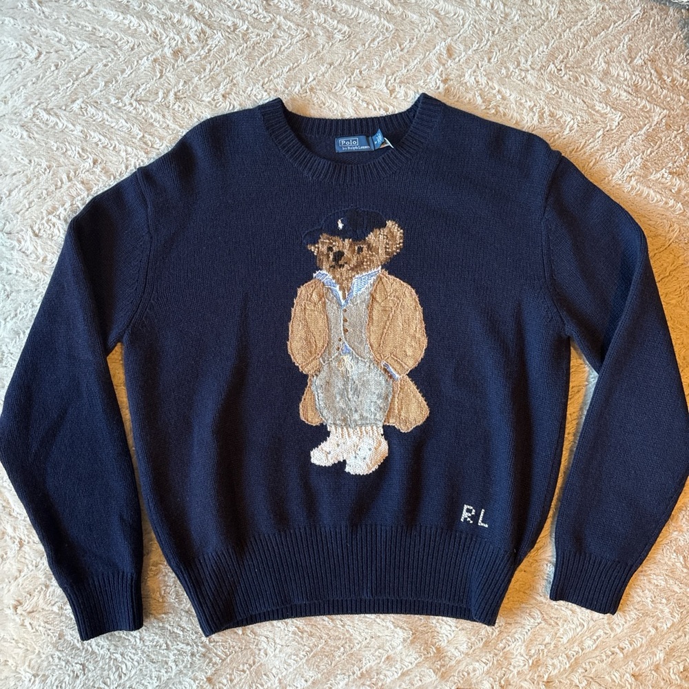 Polo Ralph Lauren Navy Bear Sweater Jumper L